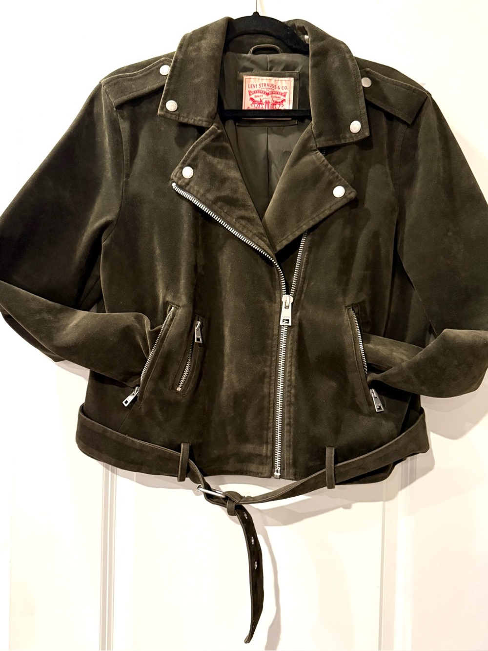 Levi's Dark Olive faux Suede Moto Jacket